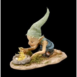 Pixie Leprechaun Figure with Chick | Gnome Dwarf Decoration