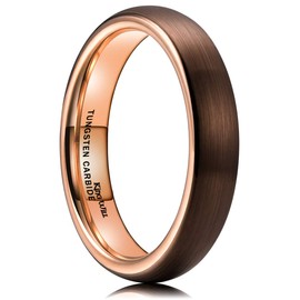 King Will Duo 4mm Dome Brown Tungsten Carbide Wedding Band Ring Rose Gold Inside Comfort Fit 12
