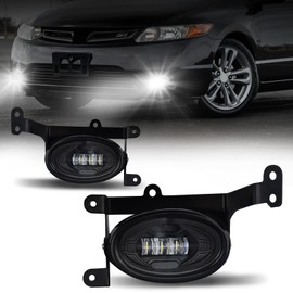 LED Fog Lights for Honda Civic Coupe 2DR 2006 2007 2008,Fog Lamps With Switch, Wiring Harness, Front Bumper Driving Light Replacement