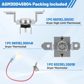 AGM30045804 Dryer Thermistor and Thermostat Kit, Including 6323EL2001B Dryer Thermistor, 6931EL3003C and 6931EL3004B High Limit Thermostat, Compatible with L.G Ken-more Dryers AP7206815 PS16732335