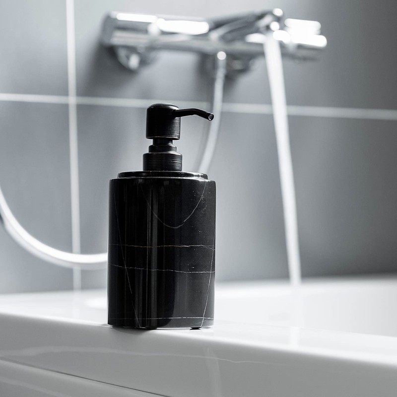 JIMEI Black Marble Soap Dispenser Hand or Dish for Bathroom