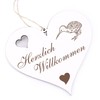 Herzlich Willkommen Sign, Kiwi, Decorative Heart Wooden Welcome Sign, Door