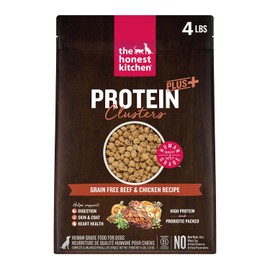 The Honest Kitchen Human Grade Dog Food, Protein Plus+ Clusters Grain Free Beef & Chicken Dry Dog Food, 4 lb Bag