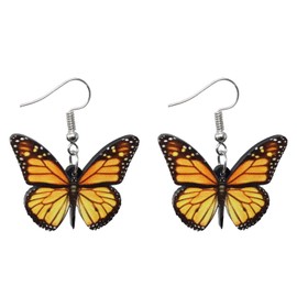Honbay 1 Pair of Fashion Butterfly Drop Earrings Cute Acrylic Butterfly Dangle Earrings