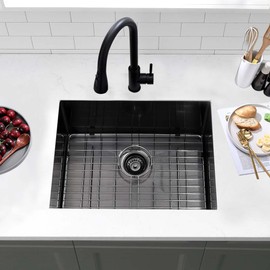 Black Undermount Laundry Utility Sink-Wesliv 21x19x12 Inch Undermount Laundry Sink Black Stainless Steel 16 Gauge Single Bowl Deep Under Mount Laundry Room Sinks with Bottom Grid