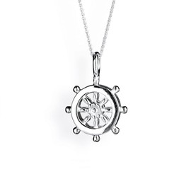 Heartbreaker Steering Wheel Pendant in Real Silver, Sealife Collection, Mini Steering Wheel Pendant Made of 925 Sterling Silver, Small Pendant for Women, LD SL 36, Sterling Silver