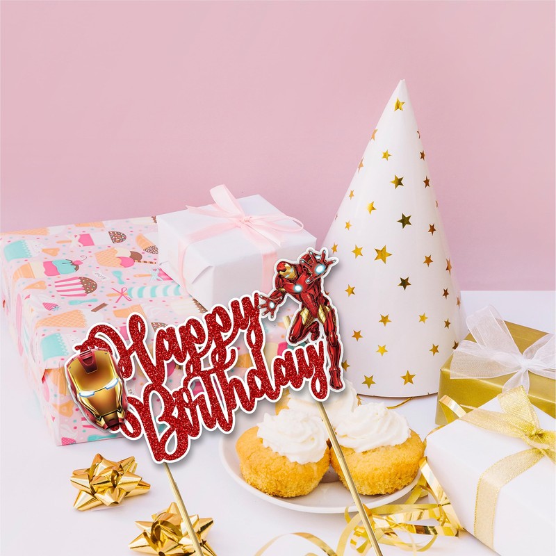 Seyal® Irn Man - Decoración para tarta de feliz cumpleaños