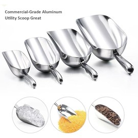 Fonteme|Winco 38oz Aluminum Round Bottom Ice, Flour, Utility Scoop, Silver, Great for Kitchen and Restaurant, Perfect for Home and Commercial Use (Hand Wash Only)