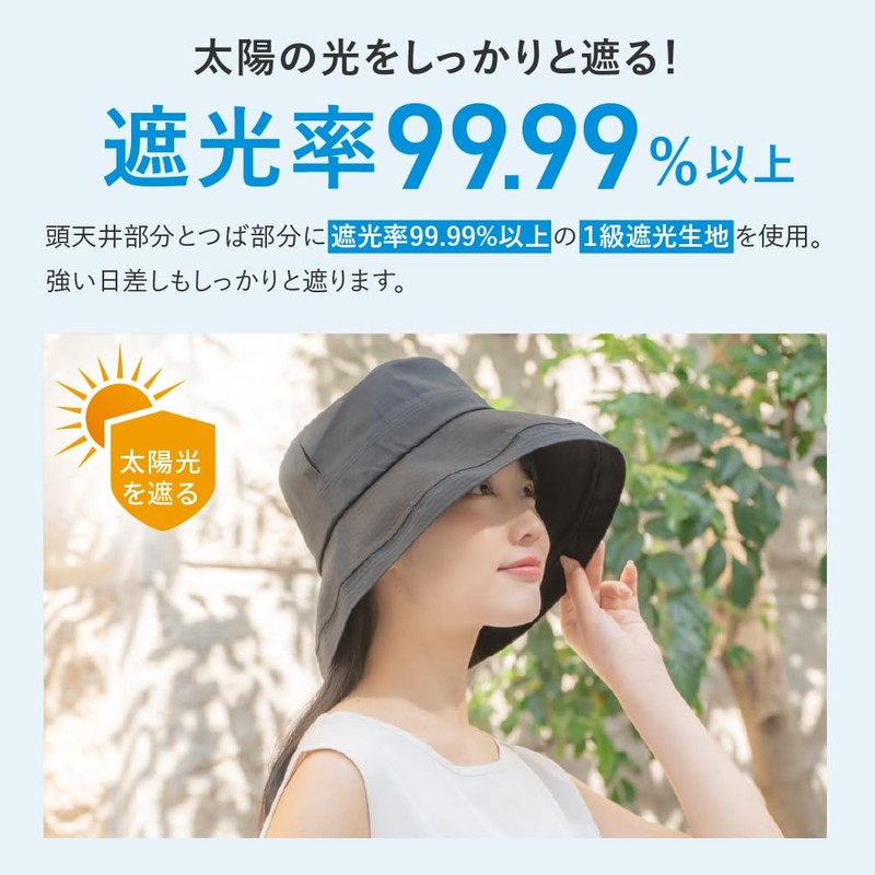 [PROTECT U] Protect U UV Cut Hat, 99.99% Light Blocking,