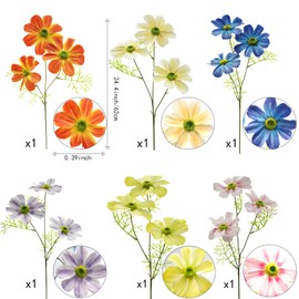 FERIAL 6Pcs Artificial Gerbera Daisies Flowers 25Inch for Home Garden Outdoor Wedding Arrangement Table Vase Decor （Multi Colors）