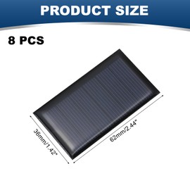 sourcing map 8PCS 3V 0.27W 0.09A Mini Solar Panels for Solar Power, Small Solar Photovoltaic Cells Charge DIY Electric Toy Materials Solar System Kits, 2.44" x 1.42"
