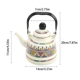 zaoalife Enamel Tea Kettle Coffee Kettle Vintage Tea Kettle Tea Pot with Handle Large Porcelain Enameled Teakettle Floral Hot Water Boiler Pot for Home Kitchen