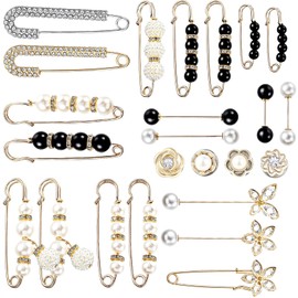 24 Pieces Brooches and Pins for Women Pearl Safety Pins Pant Waist Tightener for Clothes Sweater Shawl Collar Dress Cardigan Shirt Jeans Accessories for Women Girls, Elegant Decorative Pin