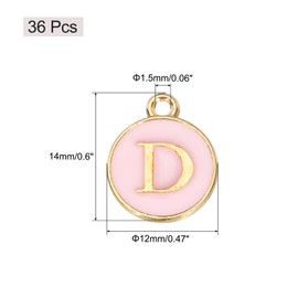MECCANIXITY 36pcs Pendants Letter Charm Initial Charm Double Sided Enamel Alphabet D for DIY Necklace Bracelet Earrings Jewelry Making Gold & Pink