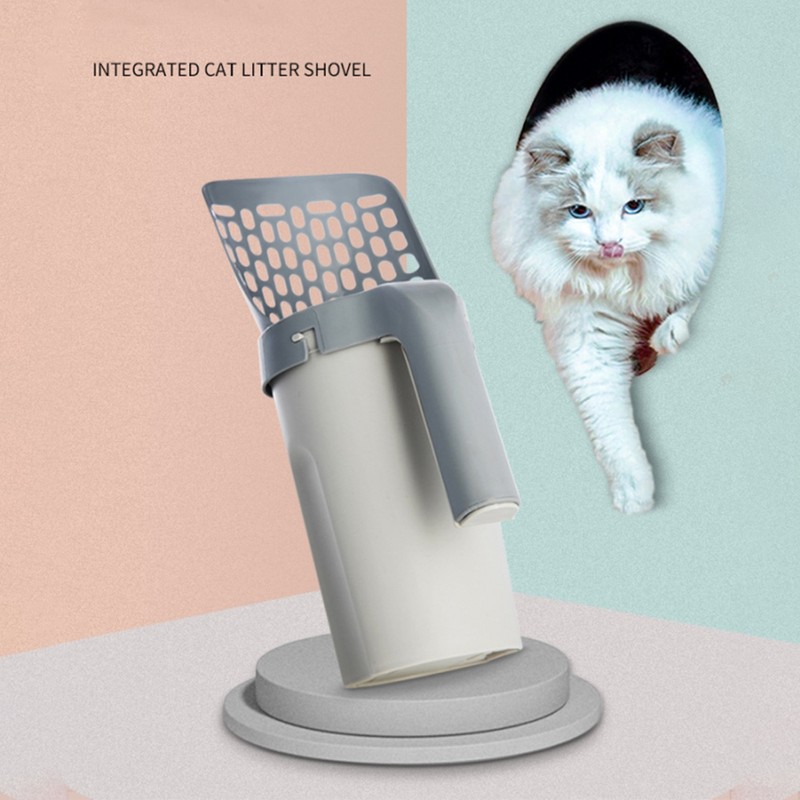 One Piece Cat Litter Shovel with Waste Container Cat Litter