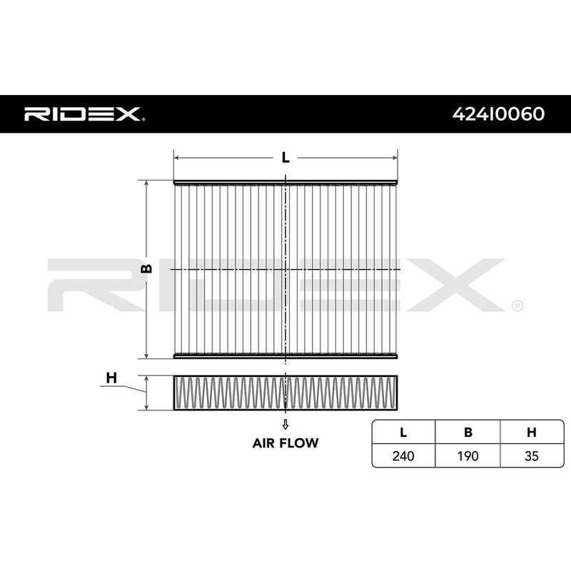 Ridex 424I0060 Cabin Air Filter Dust Filter, Pollen Filter, Microfilter
