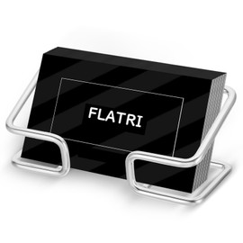 FLATRI Business Card Holder for Desk, Silver Modern Business Card Organizer, Desktop Business Card Holder for Office Reception Event Conference Room Desktop