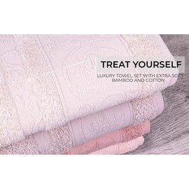 Concetti di-Lusso Miasoft Jackie VIP Turkish Cotton Luxury Towels - Soft and Washable Turkish Bath Towels for Hands, Face and Hair - Set of 4 in Gift Box- Multicolor