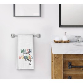 Dwept Wash Your Worries Away Kitchen Towels, Colorful Kids Toddler Hand Towels, Kids Bathroom Accessories, Funny Bathroom Kitchen Washroom Decor, Boho Nursery Dish Towels for Kitchen Kids Bathroom