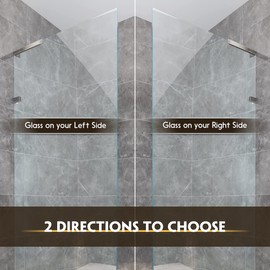 LukLoy Fixed Glass Shower Panel Glass to Wall Support Bar, Frameless Shower Glass Clamp L Shape Stabilizer Mounting Bracket, No-Drill-in-Glass. (Glass on Right)