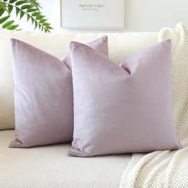 JOTOM Soft Velvet Decorative Throw Pillow Covers 50x50 cm Solid Cushion Covers 20x20 Inch Cushion Case Square Pillow Cases for Couch Sofa Living Room Bedroom Home Decor Set of 2 (Lilac)