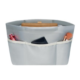 Vercord Purse Organizer Insert City Tote Bag in Bag Handbag Organizers Zipper Pockets Greyblue Small