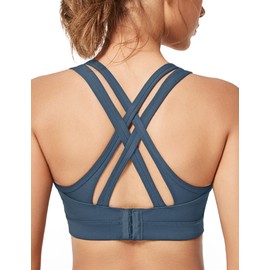 Ivet Sports Bra No Shake Running Fitness Bra for Women Lace Up Yoga Wear, gray