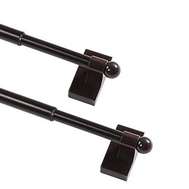 Magnetic Curtain Rods for Metal Doors Multi-Use Curtain Rods for Small Windows Cafe Sidelight and Iron Steel Places, 1/2 Inch Diameter, Tool Free (2 Pack, Adjust from 9 to 16 Inch, Brown)