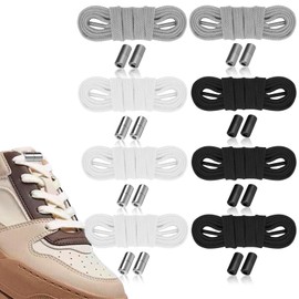 SMUJU 8 pairs: Shoelaces without tying, flat shoelaces, quick release, shoelaces without tying, shoe laces without tying, durable shoelaces with screw lock, 8 pair a