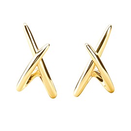 MOTIBACK Ohrstecker Damen - Elegante Criss-Cross Ohrringe in Gold, Silber & Roségold (3 Varianten) - Hypoallergene Mini Stecker Ohrringe für Frauen - Stilvolles Schmuckgeschenk (Golden)