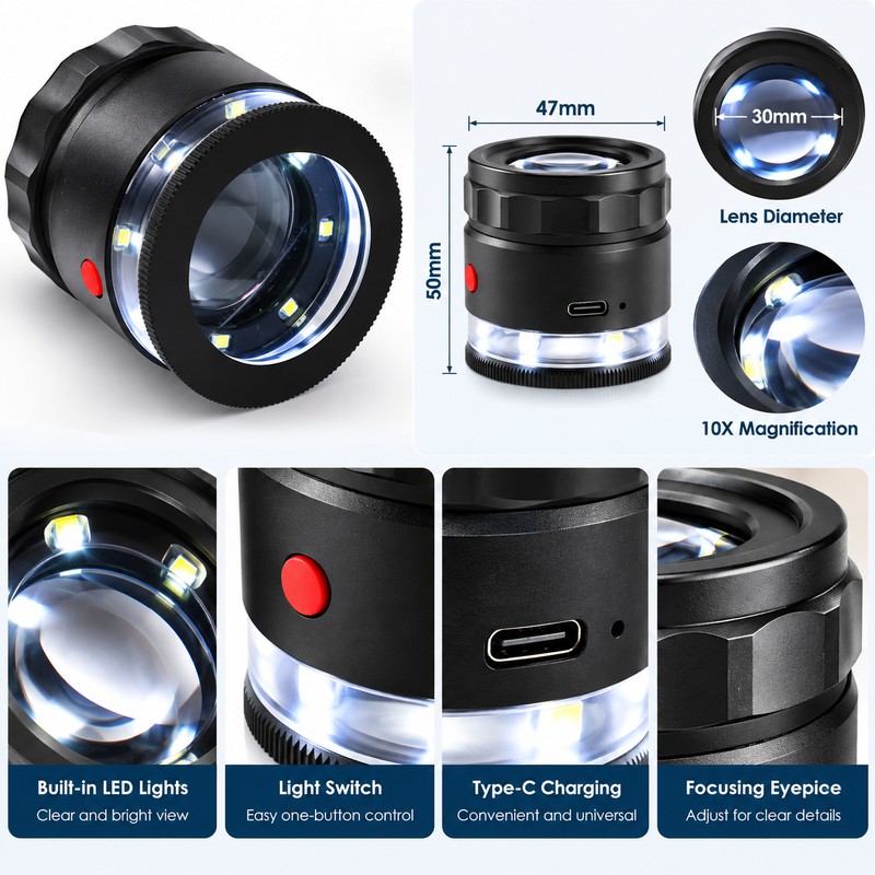 10X Jeweler Loupe for Detail Inspection – Rechargeable K9 Optical