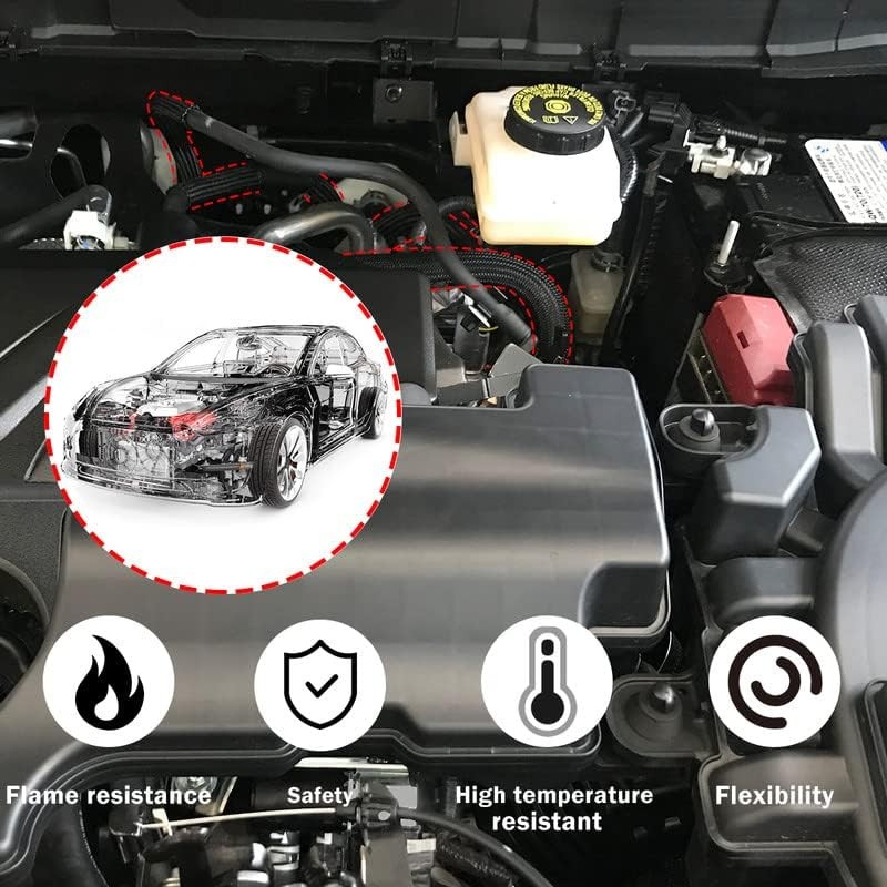 Aibole 25Ft-1/2 Black＆Red Cable Management Cord Protector Braided Wire Loom