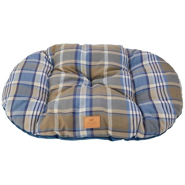 Ferplast Cat And Dog Padded Cushion Scott 65/6, Double-Sided, Tartan, Soft Velvet, Washable, Blue, M