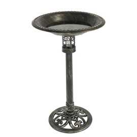 Sun-Ray 811010 Beacon Point Solar Lighted Bird Bath - Brushed Bronze