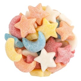 Bayside Candy Gummy Glitter Sour Stars And Moons - Gummy Stars Moon Shaped Glitter Candy - Gummy Glittery Sour Stars and Moons (1LB)