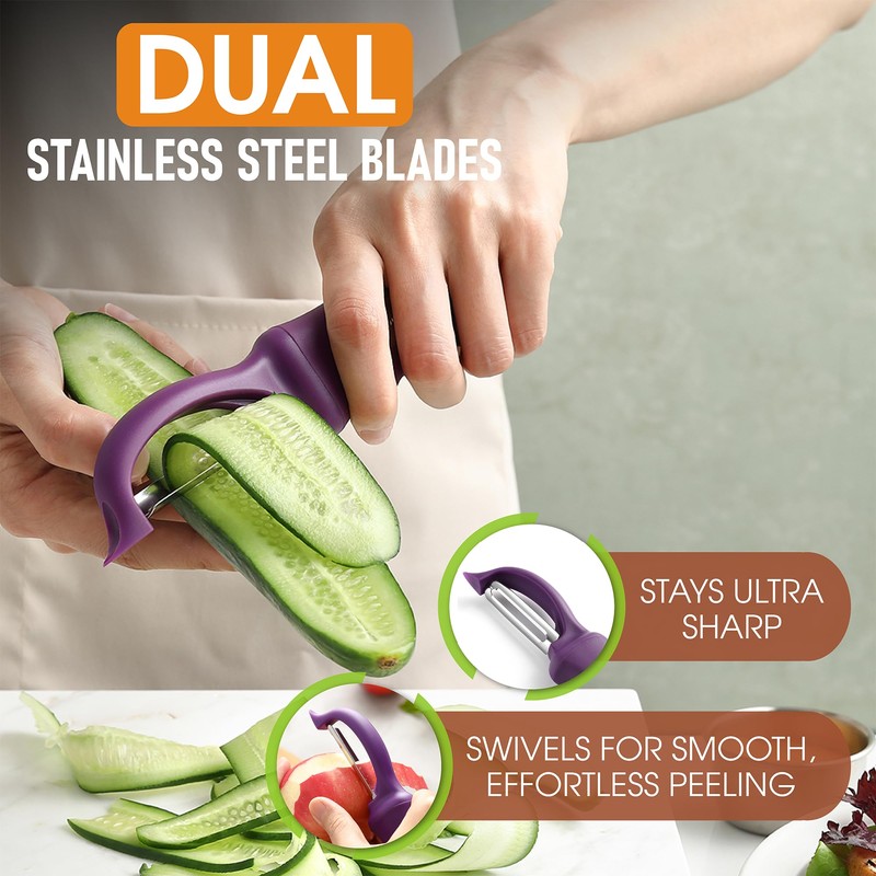 Spring Chef Premium Swivel Vegetable Peeler, Soft Grip Handle and
