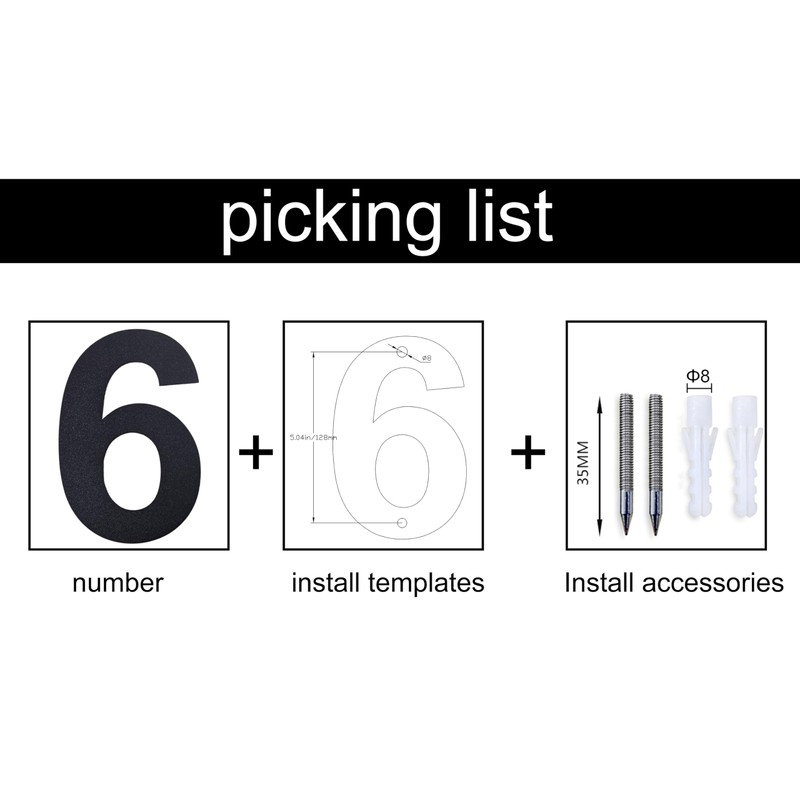 nanlyiau 6in/153mm Modern Anthracite Grey House Number Plaque Stainless Steel