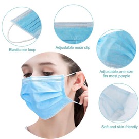 NNPCBT NNPCBT Blue Disposable Face Masks 100 Pack,3-Ply Breathable Mask For Adults,Great For Outdoors,Home, Office, School