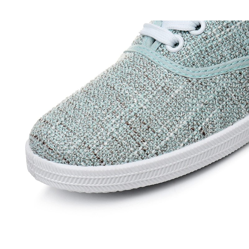 VenusCelia - Tenis con cordones para mujer, Lino Aqua, 24.5