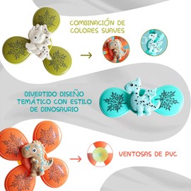 AXIDUN LJX-636-A Juguete giratorio con ventosa de dinosaurio para baño – 3 piezas