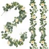 2 Pack 12FT Artificial Eucalyptus Flower Garland with 6 Champagne