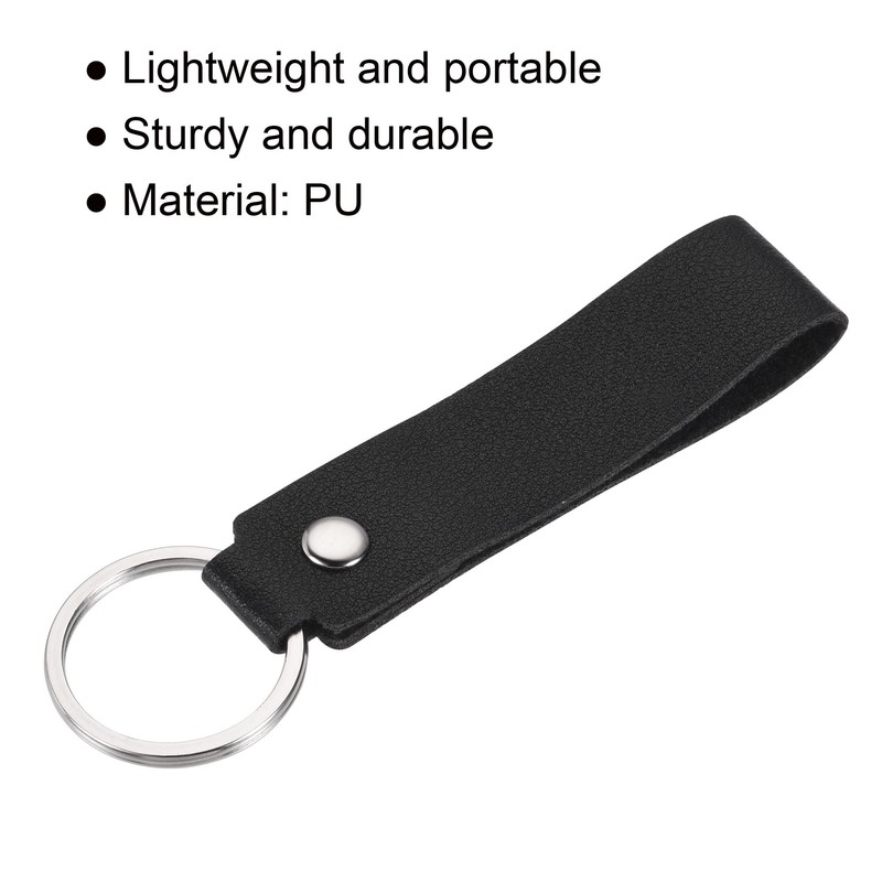 PATIKIL Leather Keychain, PU Circle Keyring Decoration Key Holder Lanyard