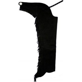 Showman Adult Suede Leather Chaps with Fringe (Black - Extra Extra Large)