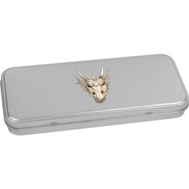 Azeeda 'Dragon Skull' Metal Hinged Stationery Tin/Storage Box (TT00237844)