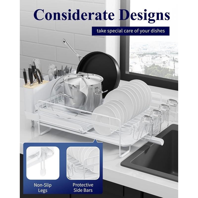 Kitsure Large Dish Drying Rack - Extendable Dish Rack, Multifunctional