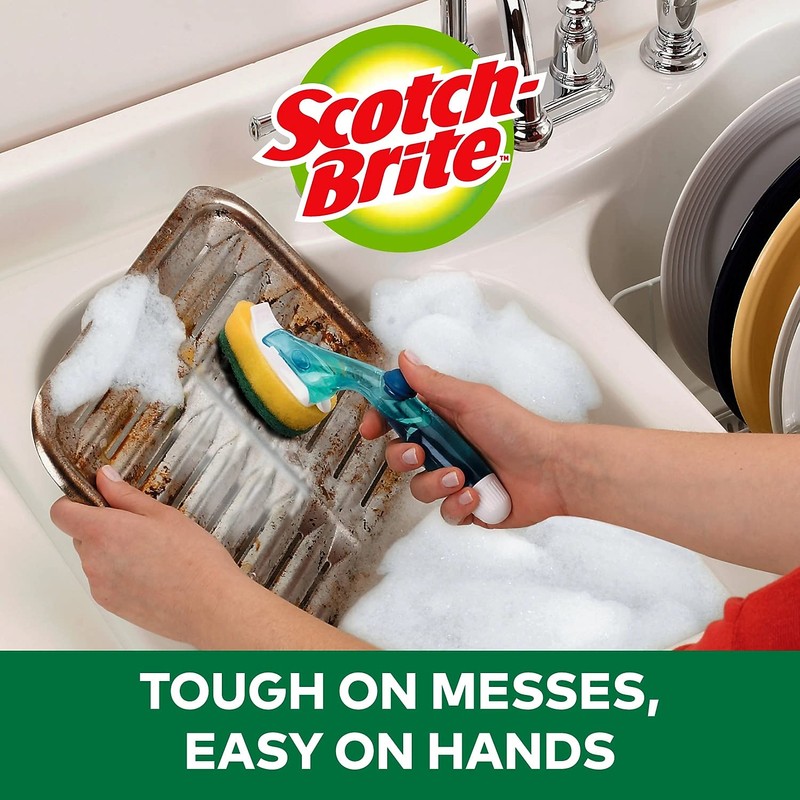 Scotch-Brite Soap-Dispensing Dishwand Sponge Refills, 2.9 X 2.2, Green, 2/pack