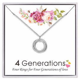 AM ANNIS MUNN Four Generations Necklace Gifts for Grandma, 925 Sterling Silver Necklaces for Women Grandma Gifts Jewelry for Women Christmas Gifts