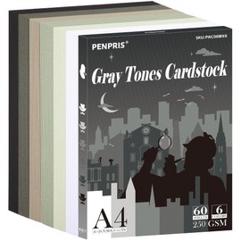 Grey Tones Cardstock - 60 Sheets 6 Colours Blue A4 Size Card Stock Paper 250gsm/92lb Heavy Weight Card Stock for Printer, Card Making, DIY Crafts, Scrapbooking PAC06MX6