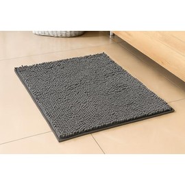 Comfort Collections Loop Bath Mat – Soft Absorbent Chenille Rug for Bathroom Floor, Non-Slip Backing, Quick Dry – 45x60cm & 50x80cm – (Grey, 45cm x 60cm)