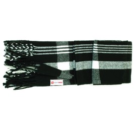 Alpine Swiss Mens Plaid Scarf Soft Winter Scarves Unisex,Black Plaid,One Size